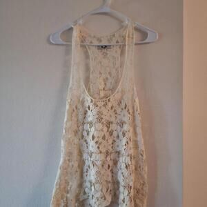 Urvana Women's Cream Lace Tank Top